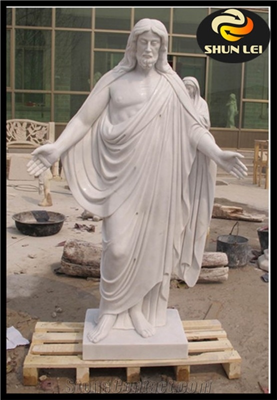 Sculpture Religious Figure Statue, Natural White Marble Sculpture