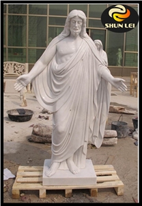 Sculpture Religious Figure Statue, Natural White Marble Sculpture