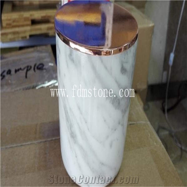Black Marble Candle Jar with Copper Lid Hot Sale/Stone Jar for Decorating/Marble Jar