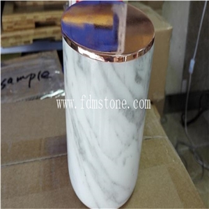 Black Marble Candle Jar with Copper Lid Hot Sale/Stone Jar for Decorating/Marble Jar