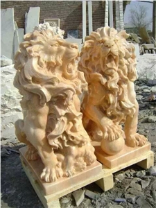 Hand Carved Marble Lion Statue Sculpture Customized
