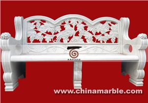 Hand Carved White Marble Bench