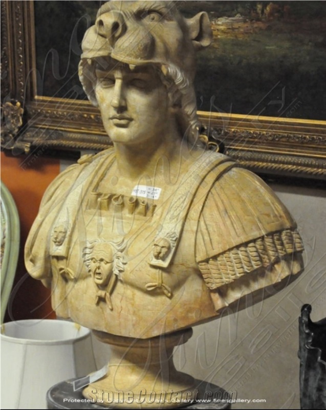 Hand Carved White Marble Bust Alexander the Great