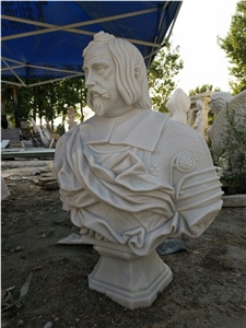 Hand Carved White Marble Bust