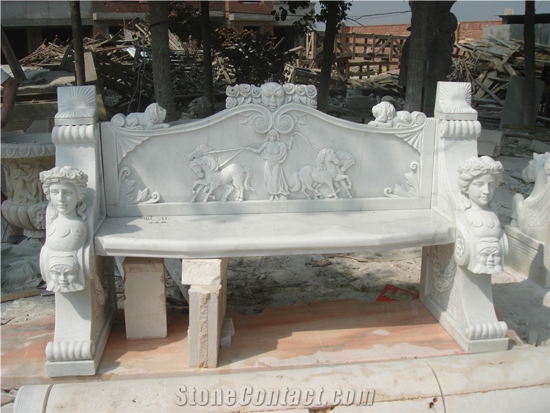 Jade White Marble Benches, Outdoor Benches, Park Benches