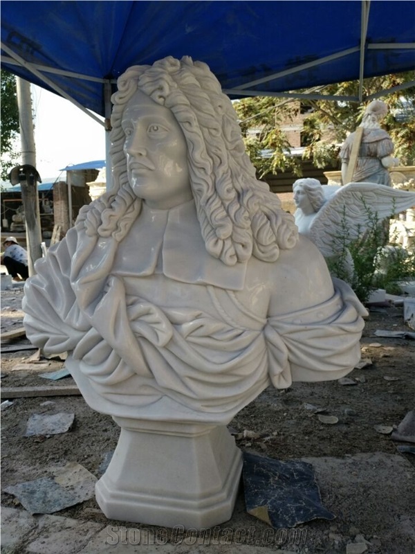 White Marble Western Bust with Life Size