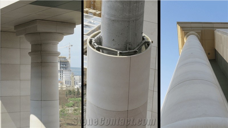 Bianco Di Apricena Marble Columns Project in Russian Federation