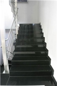 Absolute Black Granite Steps, India Black Granite Risers,Black Stair Treads&Steps