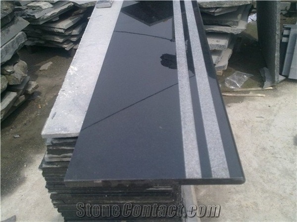 G684 Black Granite Staircase,Treads&Riser,Black Granite Deck Stair,G684 Black Stairs