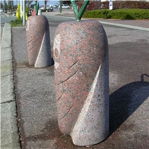 Granite G562 Car Barrier Parking Stone, Maple Red Granite Parking Stone