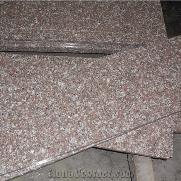 Polished G687 Peach Red Granite Stone Polished Stairs, G687 Granite Stairs & Steps