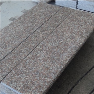 Polished G687 Peach Red Granite Stone Polished Stairs, G687 Granite Stairs & Steps