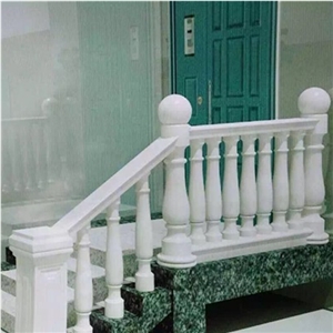 Pure White Marble Balustrade & Railings, White Marble Handrail