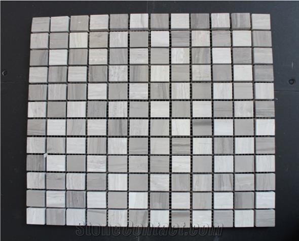 Carrara White and Gray Wood Grain Marble Mosaics,Natural Stone Mosaics,Wall Mosaic,Floor Mosaic,Mosaic Pattern