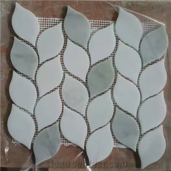 Carrara White Leaf Shape Marble Mosaics,Natural Stone Mosaics,Wall Mosaic,Floor Mosaic,Mosaic Pattern, Mosaic Backsplash
