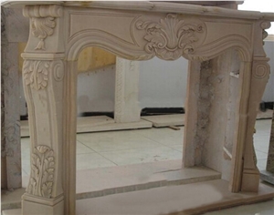 China White Marble Fireplace,Handcarved Fireplace, Traditional Style Fireplace