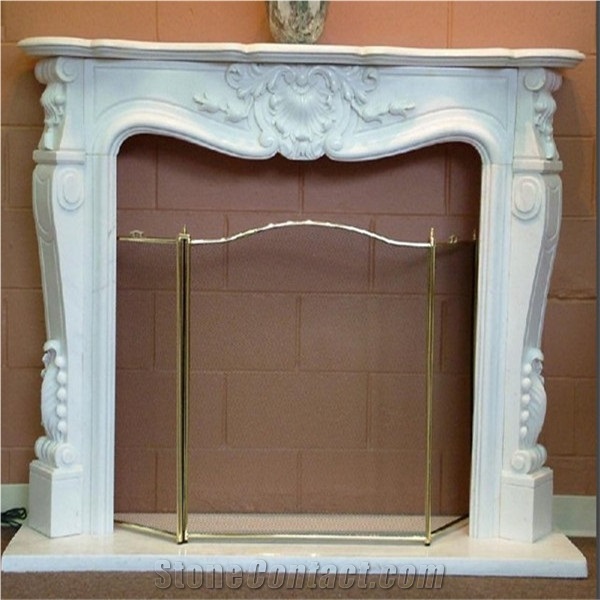 Handcarved White Marble Fireplace,Modern Style Fireplace