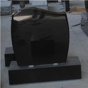 Shanxi Black Monument with Base, Polished Tombstone, American Style Headstone with Base