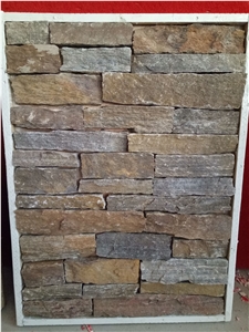 Rusty Quartzite Random Strips Stone, Exterior Loose Pieces with Corners for Exposed Wall Cladding, Strips Ledge Stone Castle Stone