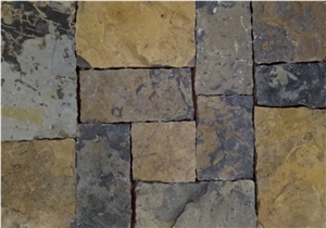Yellow Limestone Loose Stone Panel for Wall Cladding, Random Fieldstone with Corner Pieces for Wall Outside