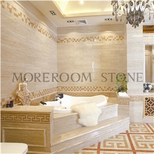 Beige Travetine Tile for Outside Wall, High Glossy Italy Roman Travertine with Aluminum Honeycomb, Imported Travertine Tile