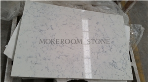Carrara White Quartz Stone for Countertop Design, China Suuplier Customized Carrara White Kitchen Countertop