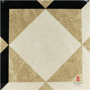 Crema Marfil Composite Marble Water-Jet Medallion Laminated Pattern