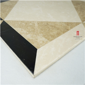 Crema Marfil Composite Marble Water-Jet Medallion Laminated Pattern