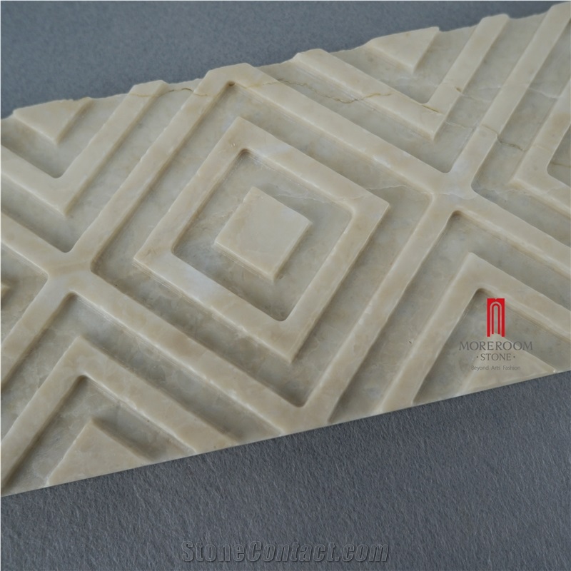 Crema Marfil Marble Carving Skirting for Sale