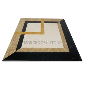 Emperador & Nero Margiua Water-Jet Marble Porcelain Backing Pattern