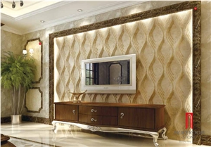 Luxury Cnc Carving Design Beige Italian Marble for Interior 3dbackground Panel