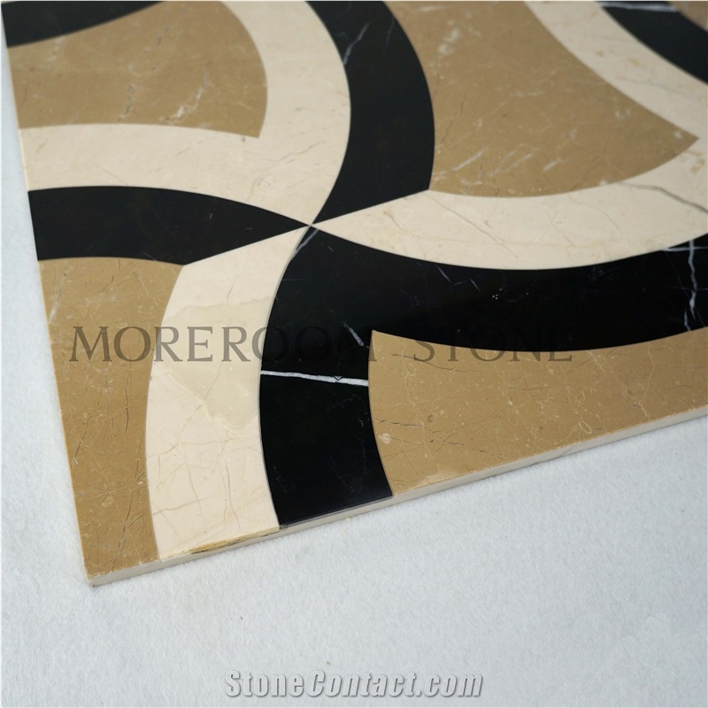 Spain Nero Marquina Marble Water Jet Laminated Medallions