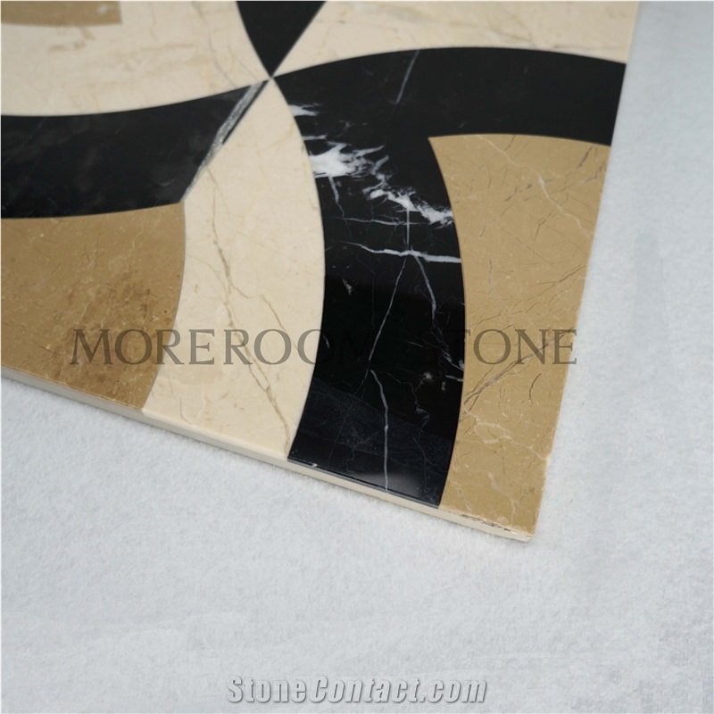 Spain Nero Marquina Marble Water Jet Laminated Medallions