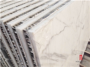 Thin Laminated Aluminum Honeycomb Backing Carrara White Marble Panels