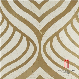 Turkey Beige Marble Ceramic Backed Water-Jet Medallion