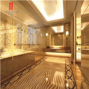 Waterjet and Stone Madallion Laminated Marble for Decoration