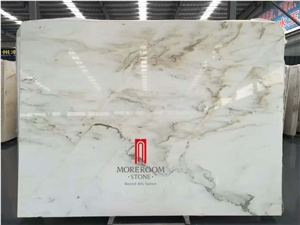 White Marble with Gold Vein Looks Like Landscape