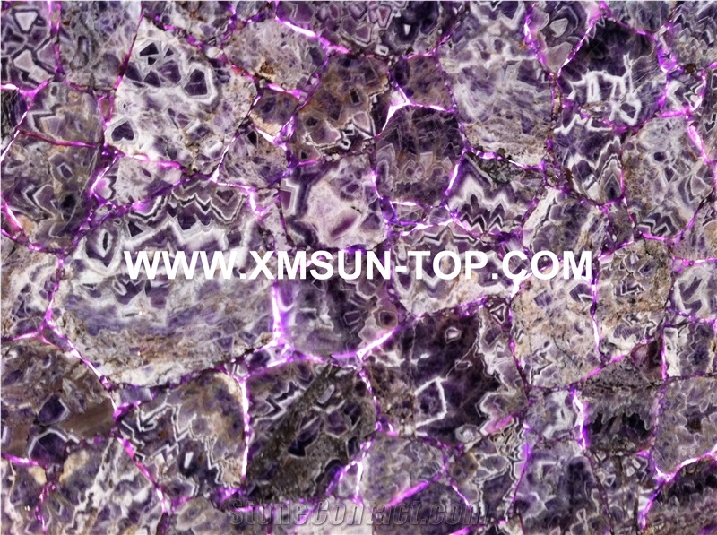 Amethystine Semiprecious Stone Table Tops/Purple Crystal Semi-Precious Stone Bar Top/Lilac Stone Reception Counter/Lilac Crystal Reception Desk/Semi Precious Stone Work Tops/Semiprecious Recept