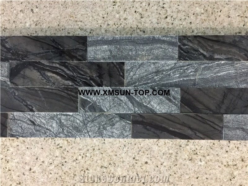 Black and Grey Rectangle Stone Mosaic/Linear Strips Mosaic/Stone Mosaic/Wall Mosaic/Floor Mosaic/Interior Decoration/Customized Mosaic Tile/Mosaic Tile for Bathroom&Kitchen&Hotel Decoration