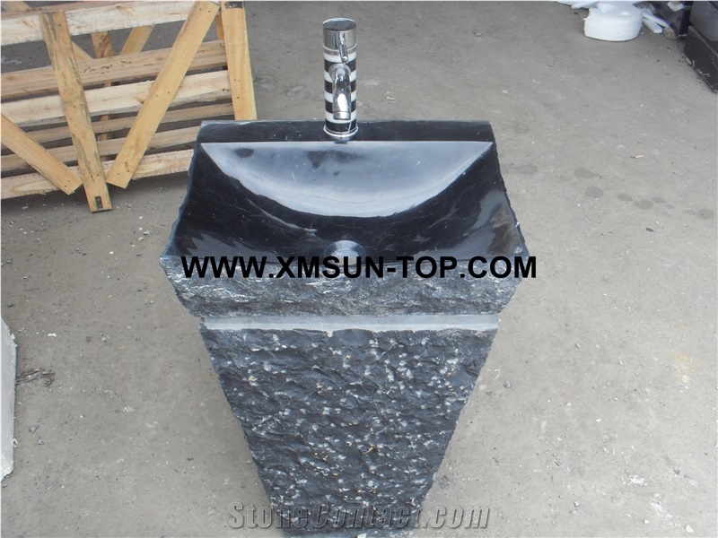 Black Stone Pedestal Basins(780x500x400mm)/Black Stone Kitchen&Bathroom Sinks&Basin/Square Sinks&Basins/Natural Stone Basins&Sinks/Wash Basins/Interior Decorative
