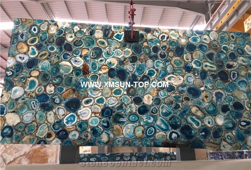 Blue Agate Semiprecious Bath Tops with Sinks/Blue Semi Precious Vanity Tops/Custom Vanity Tops/Bathroom Vanity Tops/Natural Stone Bathroom/Interior Decoration/Bathroom Countertop for Hotel