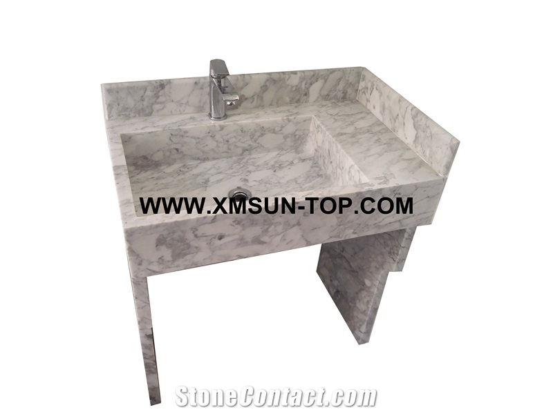 Carrara White Marble Pedestal Basins(850*480*850mm)/White Marble Kitchen&Bathroom Sinks&Basin/Rectangle Sinks&Basins/Natural Stone Basins&Sinks/Wash Basins/Interior Decorative