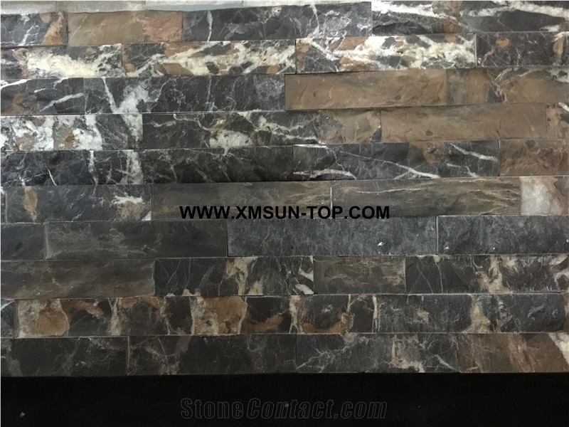 Dark Brown Rectangle Stone Mosaic/Linear Strips Mosaic/Stone Mosaic/Wall Mosaic/Floor Mosaic/Interior Decoration/Customized Mosaic Tile/Mosaic Tile for Bathroom&Kitchen&Hotel Decoration