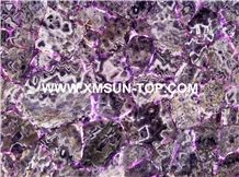 Dark Purple Crystal Semiprecious Stone Big Slabs/Luxury Lilac Semi-Precious Stone Slab&Tile&Customized/Semi Precious Stone Slab for Wall Cladding&Flooring/Semi-Precious Stone Panel/Interior Decoration