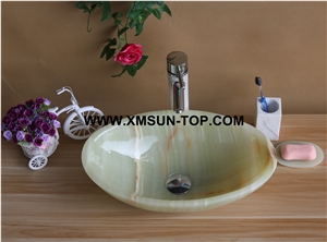 Light Green Onyx Kitchen Sinks&Basins/Viridis Onyx Stone Bathroom Sinks&Basin/Round Sinks&Basins/Natural Stone Basins&Sinks/Wash Basins/Home Decoration/Wash Bowls/Onyx Sink&Basin for Hotel