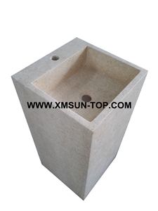 New Cream Marfil Marble Pedestal Basins(430*430*850mm)/Beige Marble Kitchen&Bathroom Sinks&Basin/Square Sinks&Basins/Natural Stone Basins&Sinks/Wash Basins/Interior Decorative
