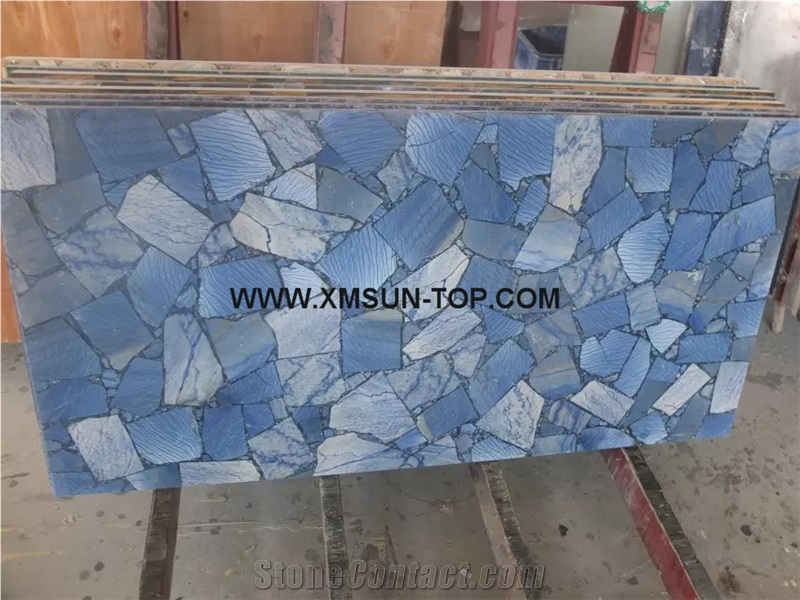 Polished Blue Aventurine Semiprecious Stone Slab&Tile&Customized/Luxury Blue Semi-Precious Stone/Semi Precious Stone for Wall Cladding&Flooring/Semi-Precious Stone Panel/Interior Decoration