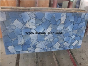 Polished Blue Aventurine Semiprecious Stone Slab&Tile&Customized/Luxury Blue Semi-Precious Stone/Semi Precious Stone for Wall Cladding&Flooring/Semi-Precious Stone Panel/Interior Decoration
