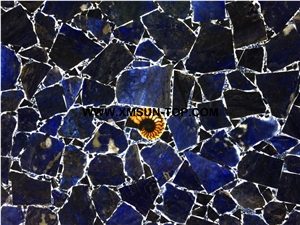 Sodalit Blue Jasper Semiprecious Stone Slab/Sapphire Blue Semi-Precious Stone Slab&Tile&Customized/Semi Precious Stone Slab for Wall Cladding&Flooring/Semi-Precious Stone Panel/Interior Decoration