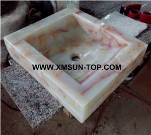White Onyx with Red Patterns Kitchen Sinks&Basins/White Onyx Stone Bathroom Sinks&Basin/Square Sinks&Basins/Natural Stone Basins&Sinks/Wash Basins/Home Decoration/Onyx Sink&Basin for Hotel